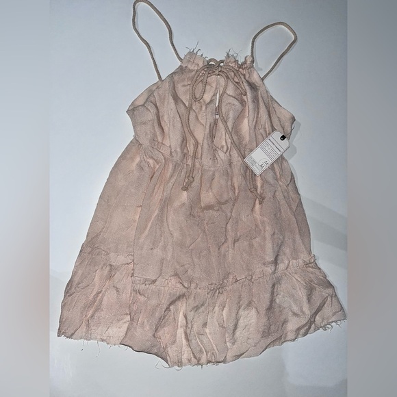 Melrose and Market NWT Linen Drawstring Cream Linen Tunic Dress - Picture 2 of 7